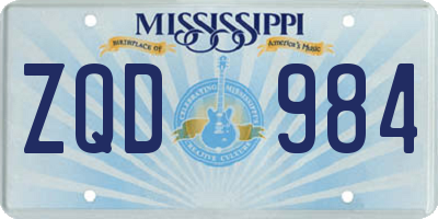 MS license plate ZQD984