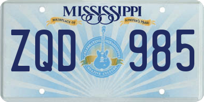 MS license plate ZQD985