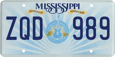 MS license plate ZQD989