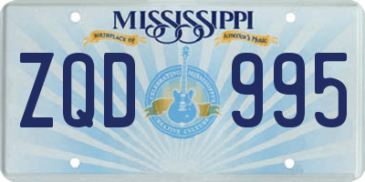 MS license plate ZQD995