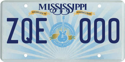 MS license plate ZQE000