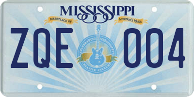 MS license plate ZQE004