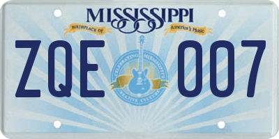 MS license plate ZQE007