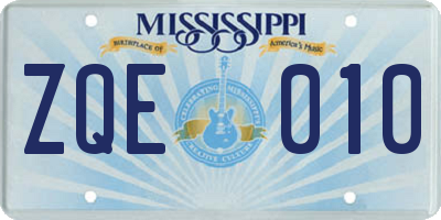 MS license plate ZQE010