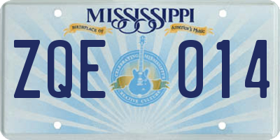 MS license plate ZQE014