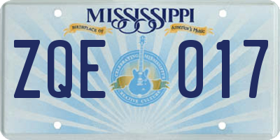 MS license plate ZQE017