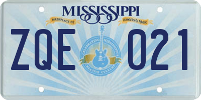 MS license plate ZQE021