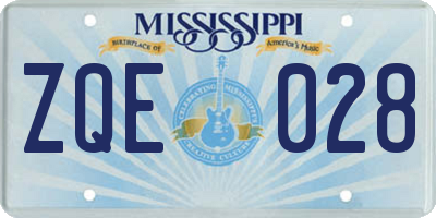 MS license plate ZQE028