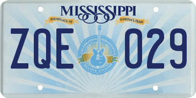 MS license plate ZQE029