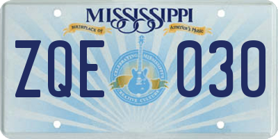MS license plate ZQE030