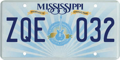 MS license plate ZQE032