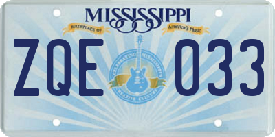 MS license plate ZQE033