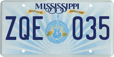MS license plate ZQE035