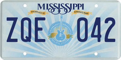 MS license plate ZQE042