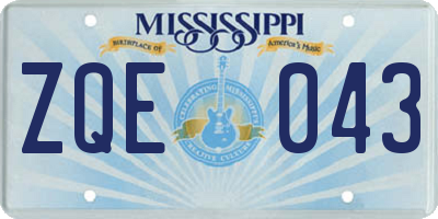 MS license plate ZQE043