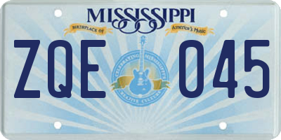 MS license plate ZQE045