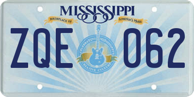 MS license plate ZQE062