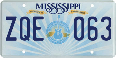MS license plate ZQE063