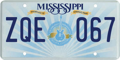 MS license plate ZQE067