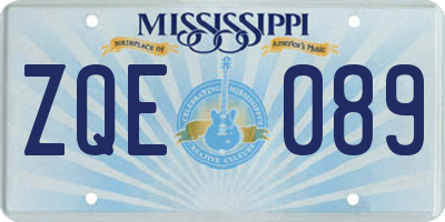 MS license plate ZQE089