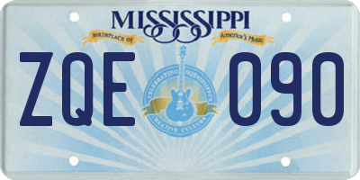 MS license plate ZQE090