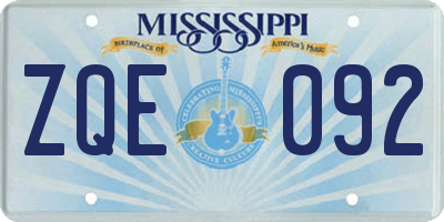 MS license plate ZQE092