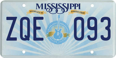 MS license plate ZQE093