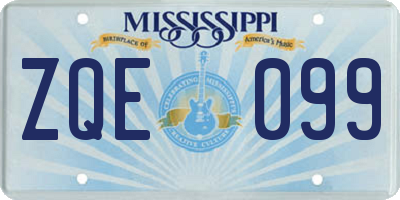MS license plate ZQE099