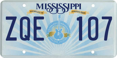 MS license plate ZQE107