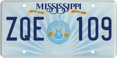 MS license plate ZQE109