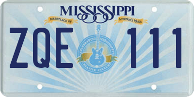 MS license plate ZQE111