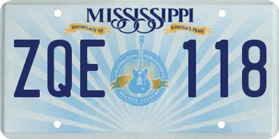 MS license plate ZQE118