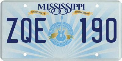 MS license plate ZQE190