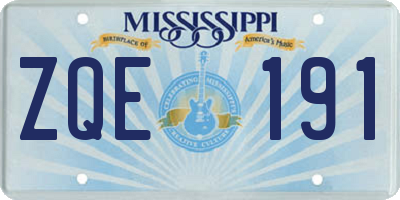 MS license plate ZQE191