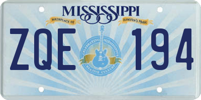 MS license plate ZQE194