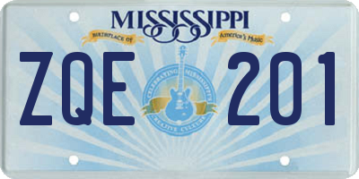 MS license plate ZQE201