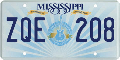 MS license plate ZQE208