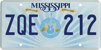MS license plate ZQE212