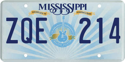 MS license plate ZQE214