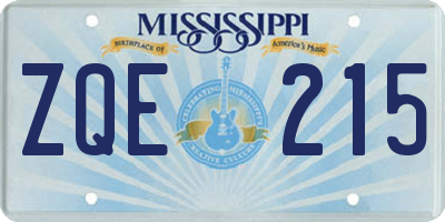 MS license plate ZQE215