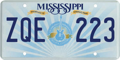 MS license plate ZQE223