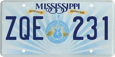 MS license plate ZQE231