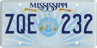 MS license plate ZQE232
