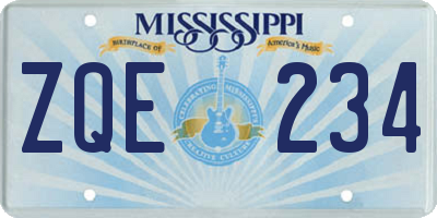 MS license plate ZQE234