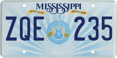 MS license plate ZQE235