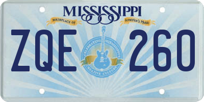 MS license plate ZQE260