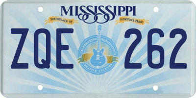MS license plate ZQE262