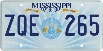 MS license plate ZQE265