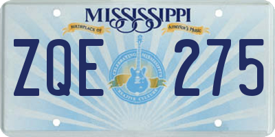 MS license plate ZQE275