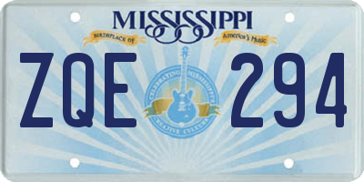 MS license plate ZQE294